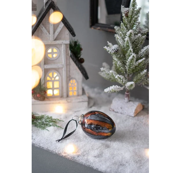Egg-Shaped Glass Christmas Ball Ornaments Set of 6 - Hanging Tree Decorations - LumiqHome