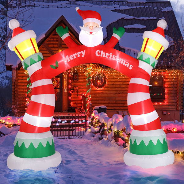 8.9ft Christmas Arch, 7 LED Lights, Drawstring Pockets, by LumiqHome – elegant led christmas décor in a cozy setting