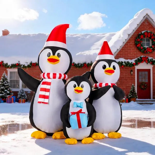 6ft LED Inflatable Penguin Family - Outdoor Yard Christmas Decoration - LumiqHome