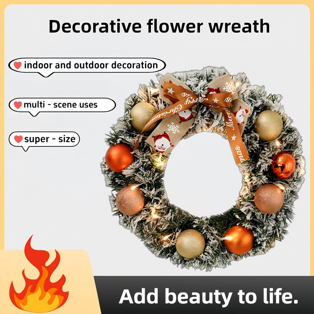 60cm Christmas Wreath With Glitter Balls & LED Lights - by LumiqHome – elegant led christmas décor in a cozy setting