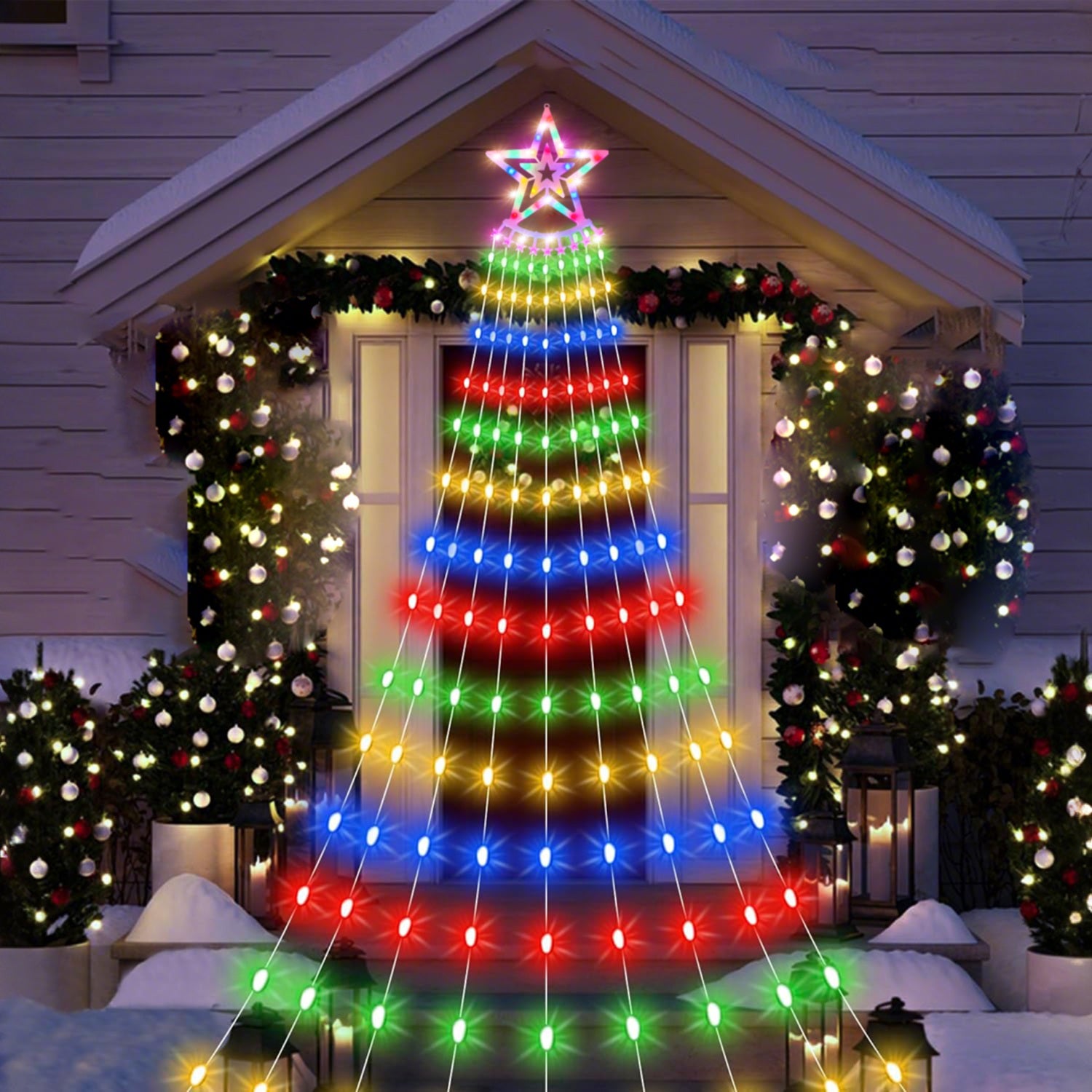Christmas Star Waterfall Tree String Light – 350 LED Multicolor – LumiqHome