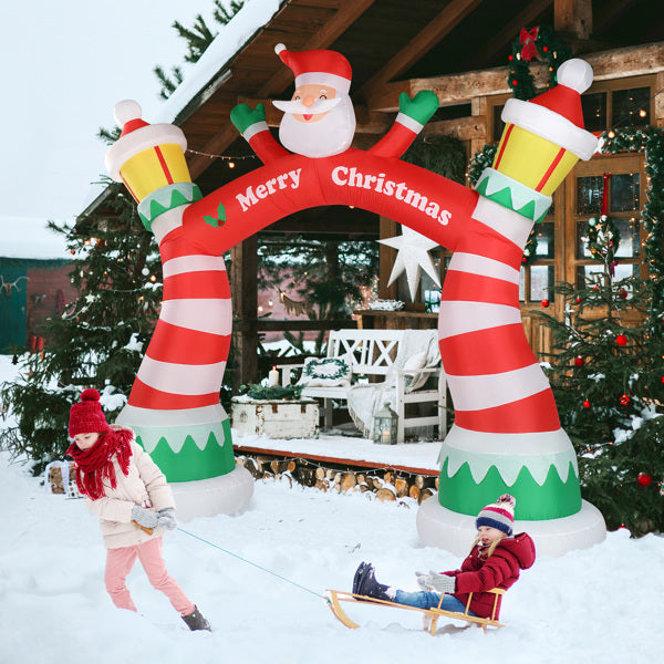 8.9ft Christmas Inflatable Arch with 7 LED Lights & Drawstring Pockets - LumiqHome
