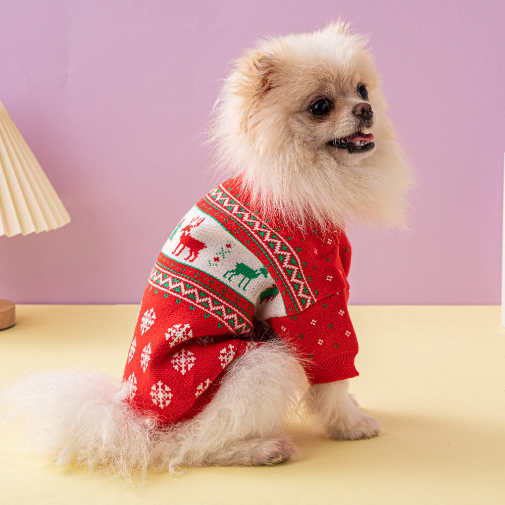 Christmas Tree Elk Christmas Dog Sweater by LumiqHome – elegant holiday home décor in a cozy setting