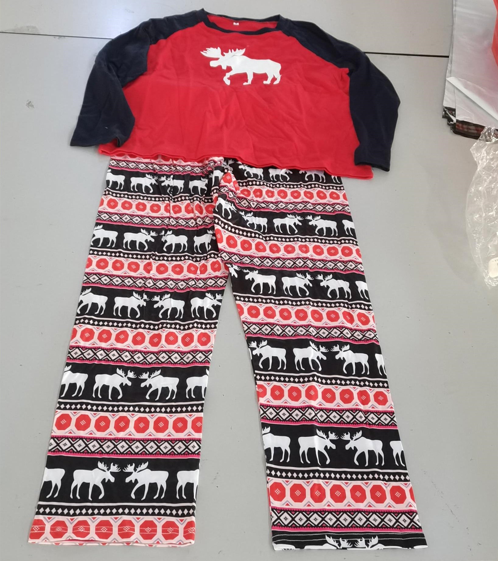 Family matching Christmas pajamas pet dog red Nordic set LumiqHome