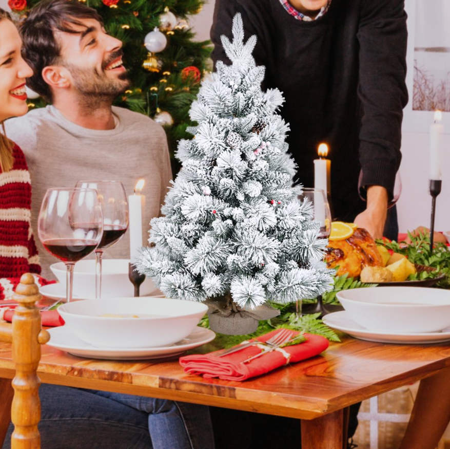 3ft Tabletop Christmas Tree, Snow Flocked Artificial Mi – LumiqHome