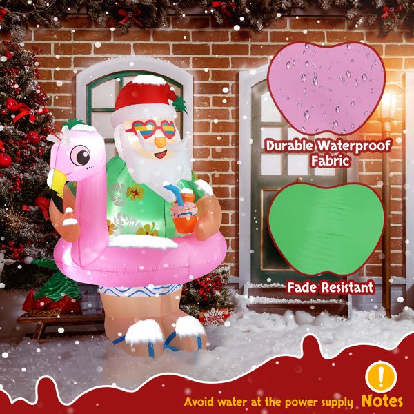 5.9ft LED Inflatable Hawaii Santa Claus - Outdoor Yard Christmas Decoration - LumiqHome