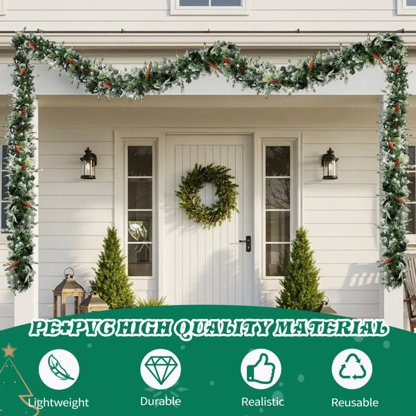 2 Pack 9FT Pre-lit Snow Flocked Christmas Garland, Ligh – LumiqHome