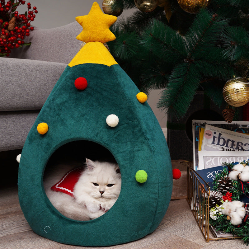 Pet Christmas Tree Cat Bed Cat Mat Kennel Felt Litt by LumiqHome