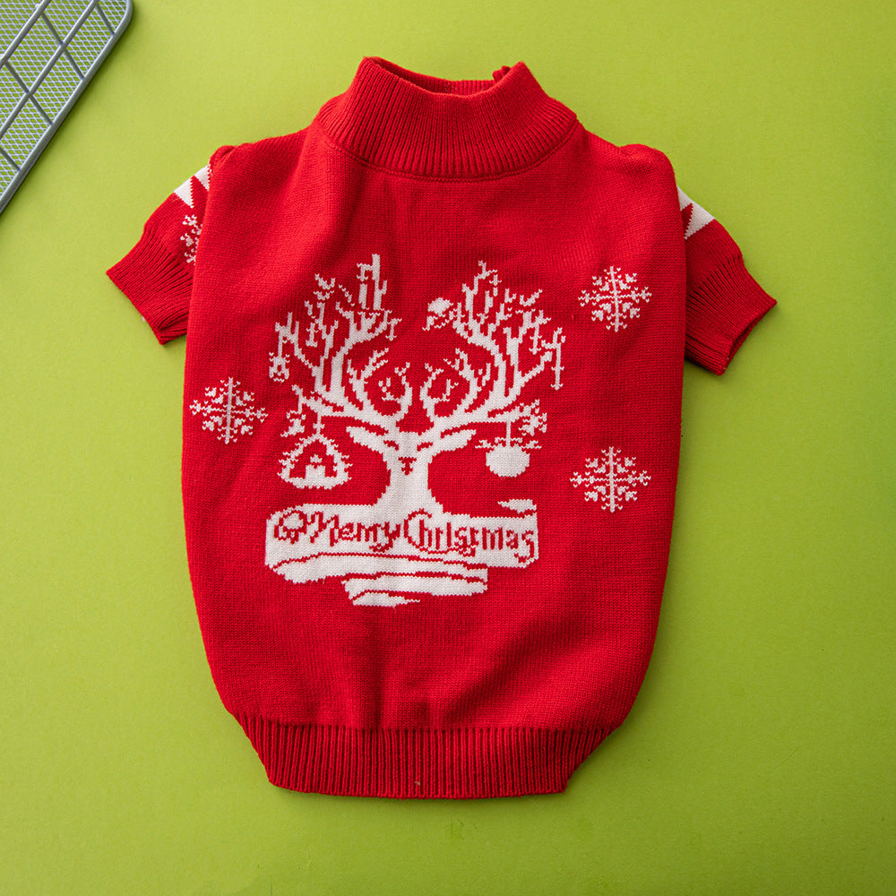 Christmas Tree Elk Christmas Dog Sweater by LumiqHome – elegant holiday home décor in a cozy setting