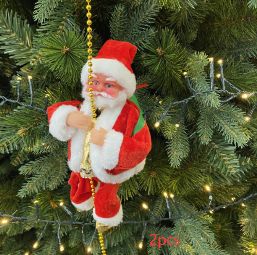 Santa Claus climbing ladder toy on decorated Christmas tree – LumiqHome