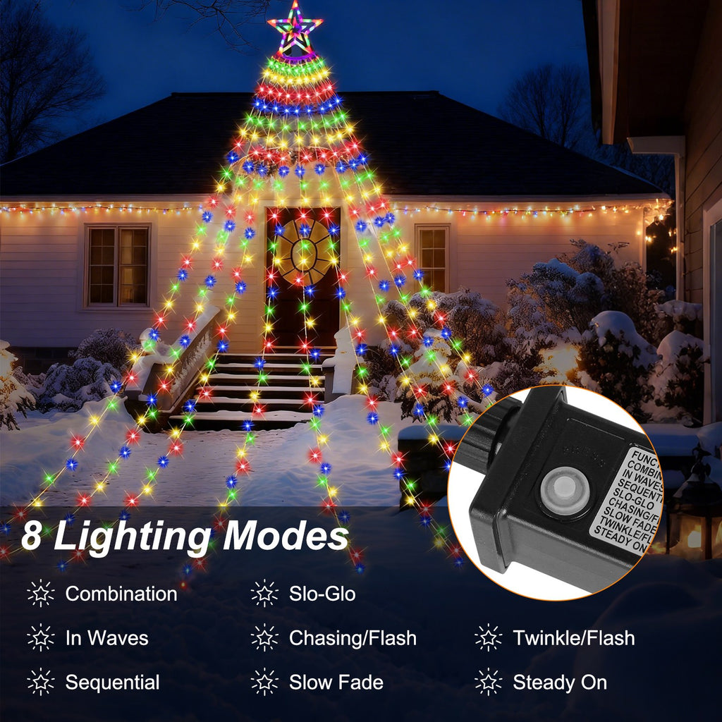 Christmas Star Waterfall Tree String Light – 350 LED Multicolor – LumiqHome