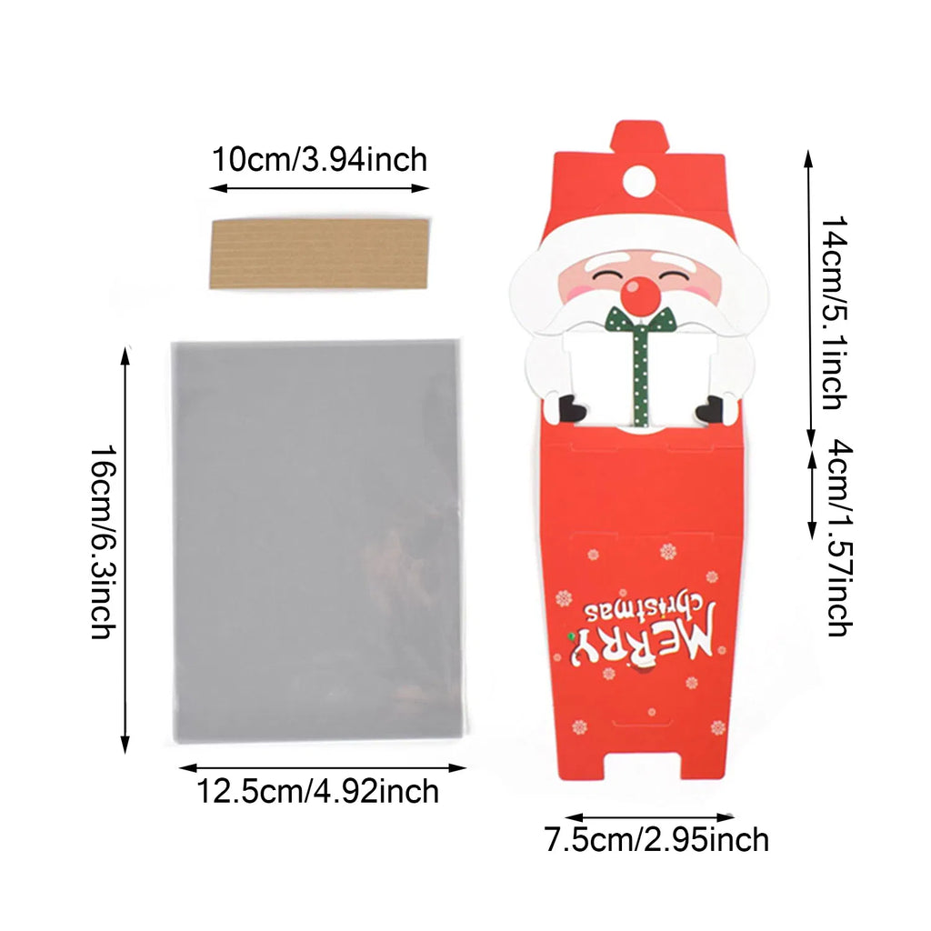 Christmas Candy Gift Boxes Set of 8 - Santa Design with Cellophane Bags - LumiqHome