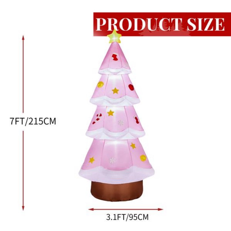 7.2ft LED Inflatable Pink Christmas Tree - Outdoor Yard Decoration - LumiqHome