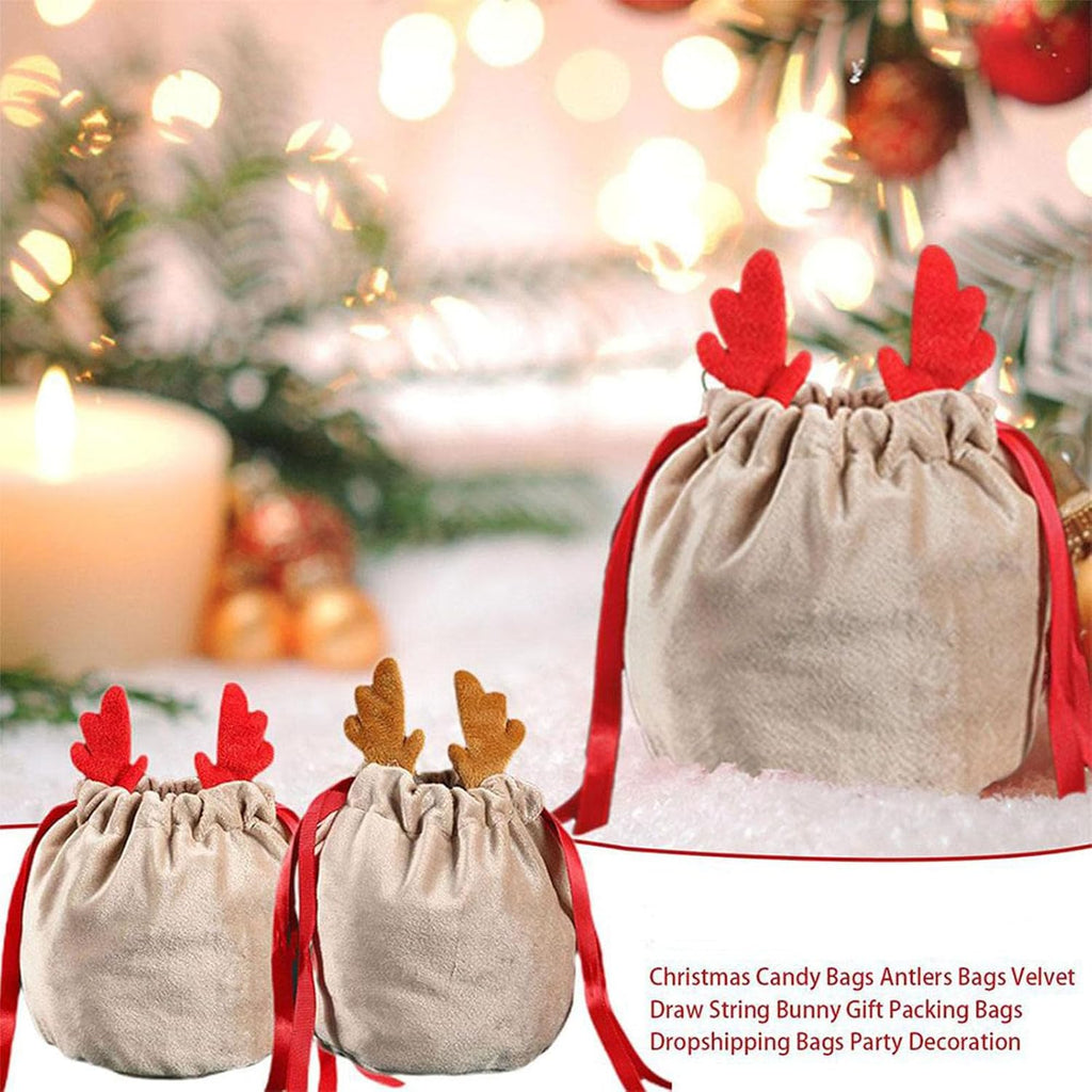 5 Pcs Christmas Velvet Drawstring Candy Gift Bags With – LumiqHome