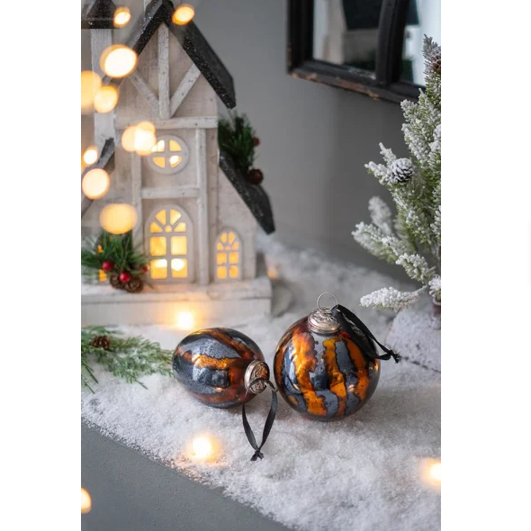 Egg-Shaped Glass Christmas Ball Ornaments Set of 6 - Hanging Tree Decorations - LumiqHome