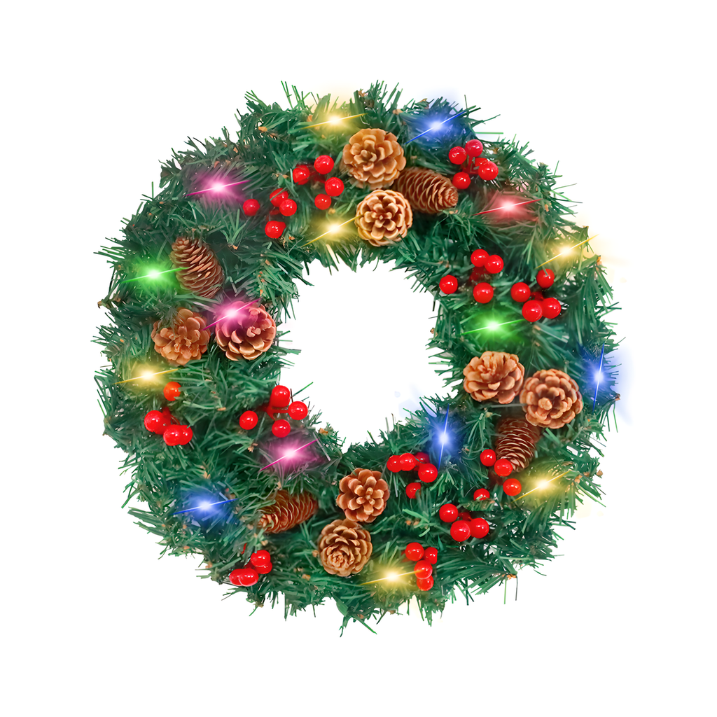 24 - Inch Christmas Wreath. Unlit, Yellow - Lit, Colorf – LumiqHome