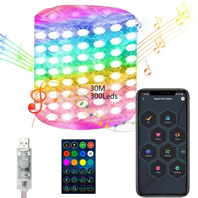 Christmas light string remote control RGB cylinder top view LumiqHome