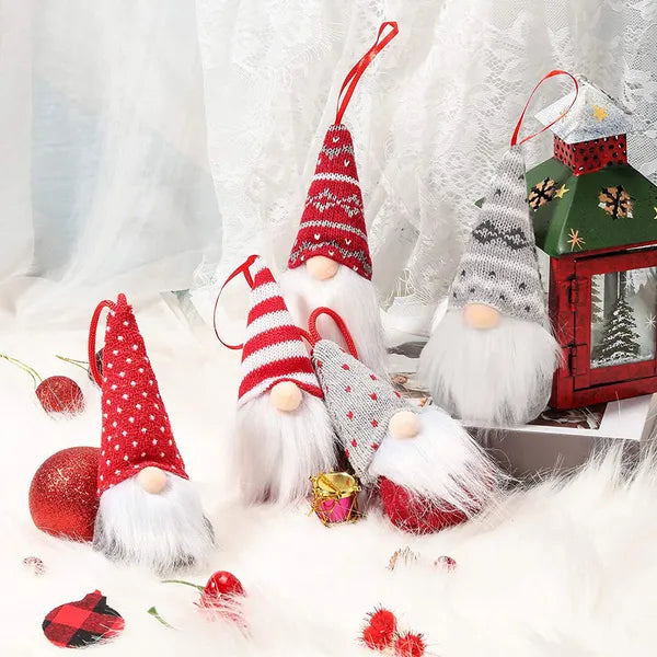 Handmade Swedish Christmas Gnome Ornaments Set of 8 - Scandinavian Plush - LumiqHome