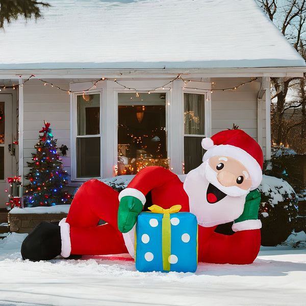7ft LED Inflatable Santa Lying on Floor - Funny Outdoor Yard Christmas Decor - LumiqHome