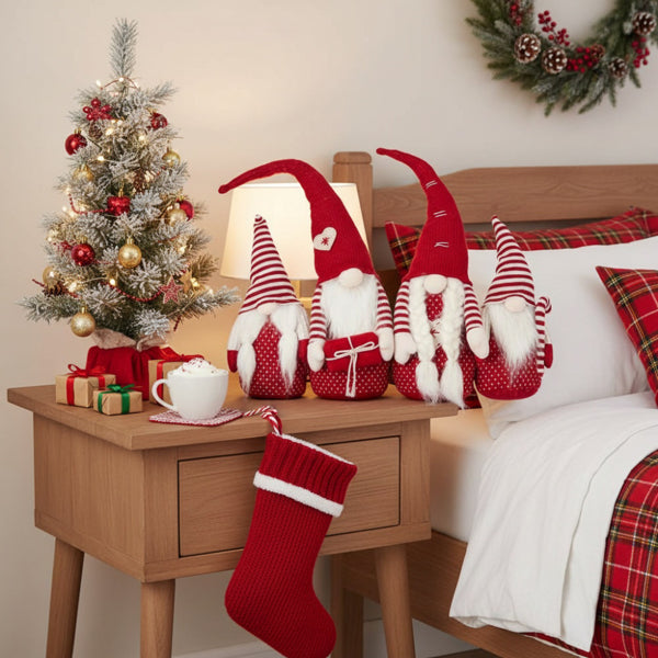 4PCS Set Tall Christmas Gnome Family Red Halloween Deco – LumiqHome