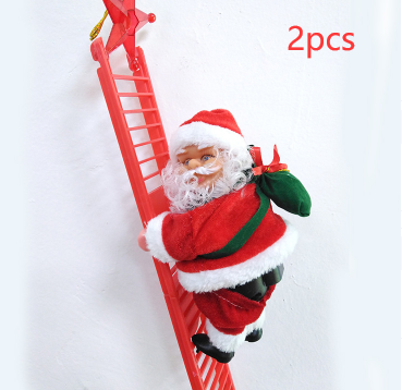 Santa Claus climbing ladder 2-piece set – Christmas holiday gift by LumiqHome