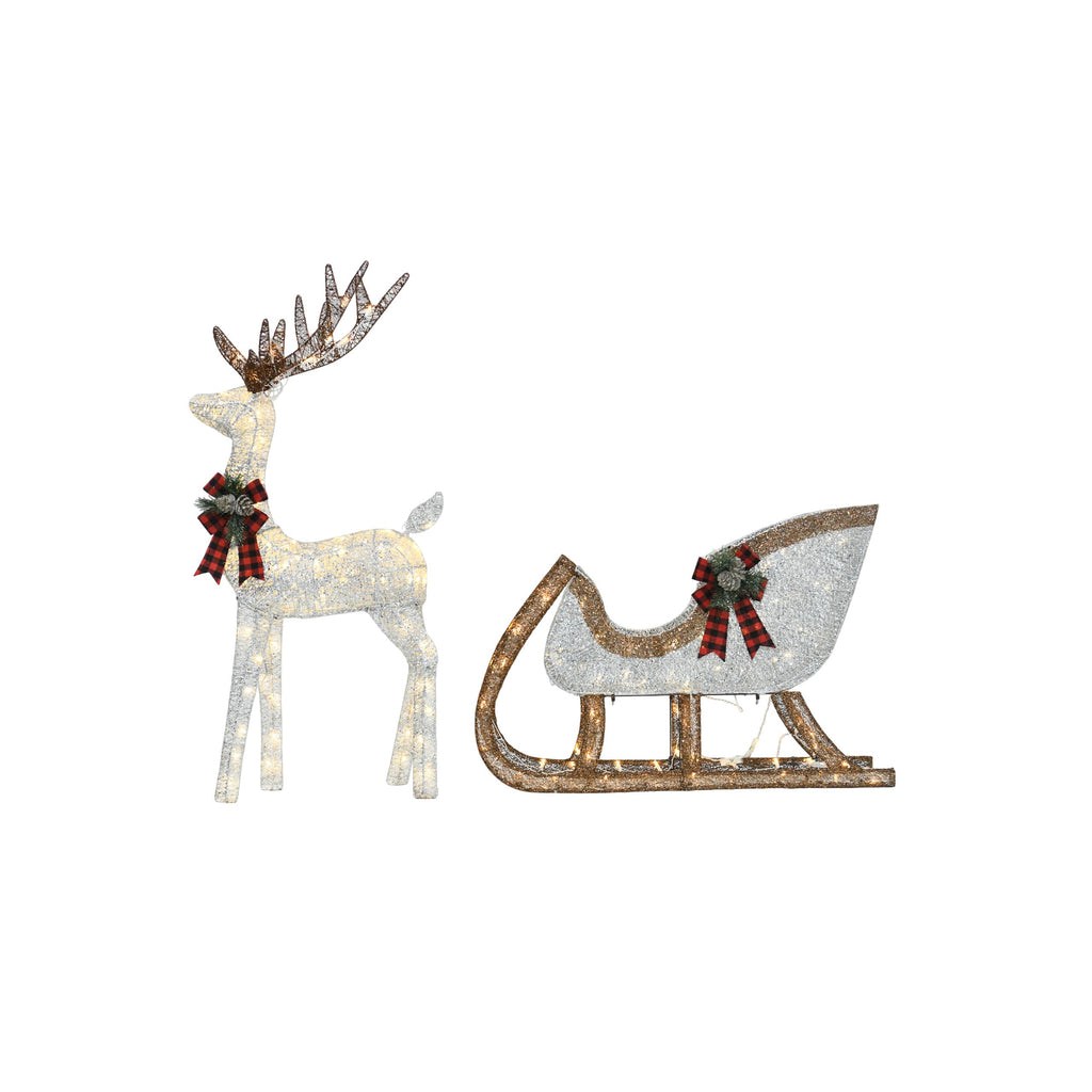 48in Christmas Reindeer & 38in Sleigh Decoration Set - Indoor Outdoor - LumiqHome
