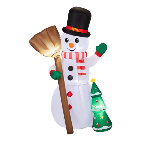 6.2ft LED Inflatable Snowman Holding Broom - Outdoor Yard Christmas Decoration - LumiqHome