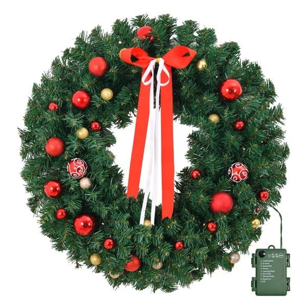 36in Pre-lit Battery Powered Christmas Wreath, Lighted by LumiqHome – elegant led christmas décor in a cozy setting