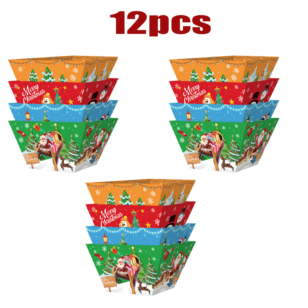 Christmas Paper Food Trays Set of 12 - Festive Party Serving Trays - LumiqHome