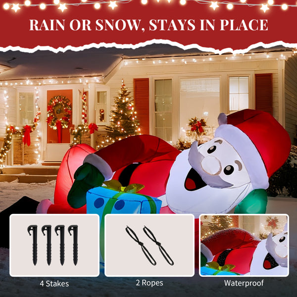 7ft LED Inflatable Santa Lying on Floor - Funny Outdoor Yard Christmas Decor - LumiqHome
