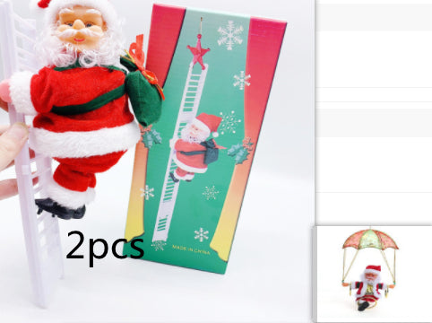 Electric Santa Claus climbing ladder 2-pack lifestyle mini Santa LumiqHome
