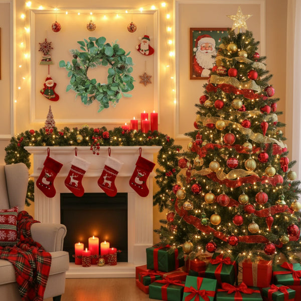 Christmas Eucalyptus Candle Ring Wreaths Set of 2 - 14.2in - LumiqHome