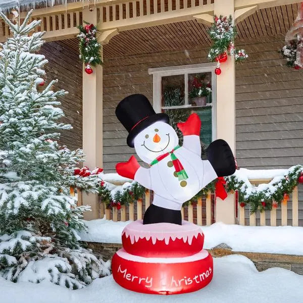 4.8ft LED Inflatable Rotating Snowman with Motor - Outdoor Yard Decor - LumiqHome