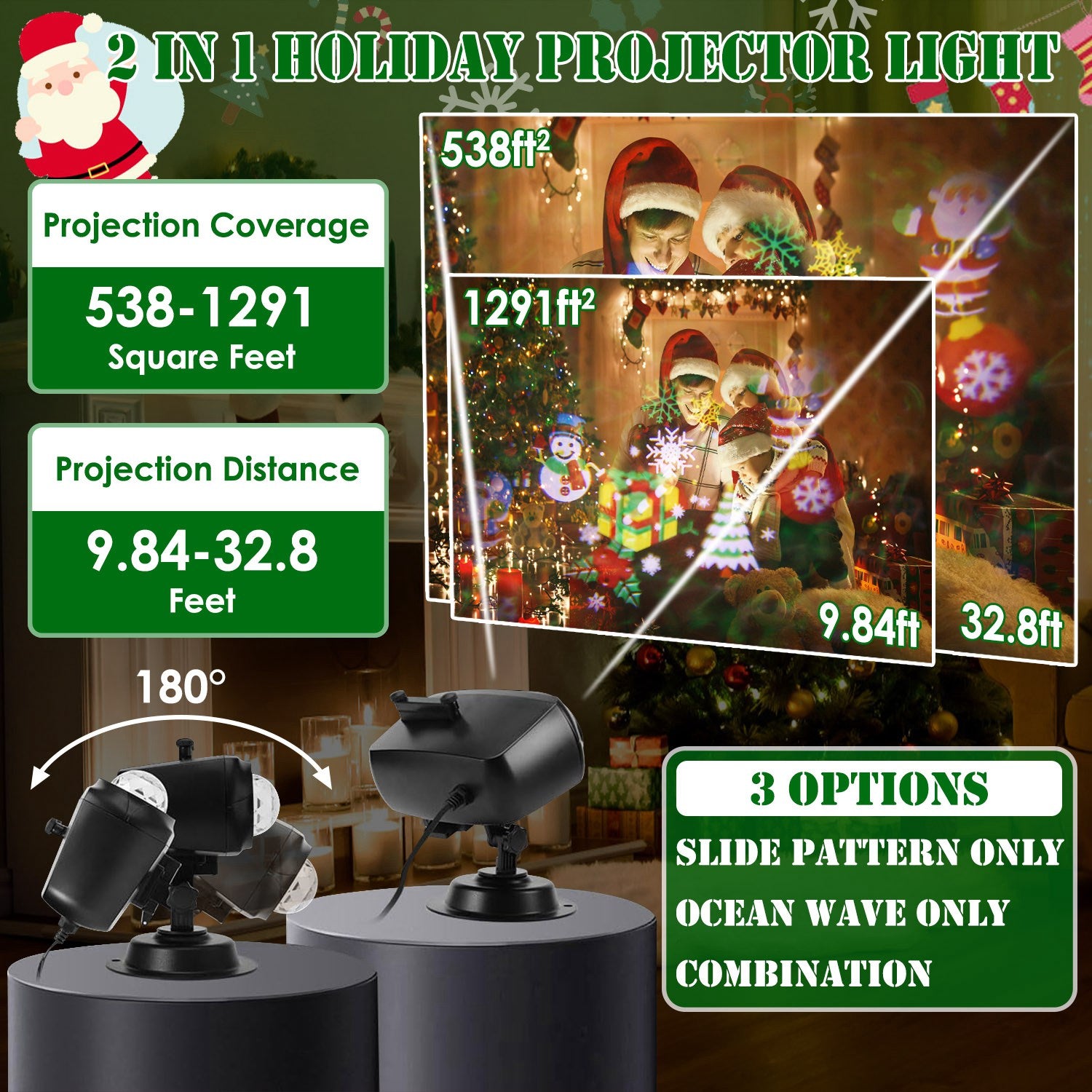 2 In 1 Holiday Projector Light Projection Lamp Indoor O – LumiqHome
