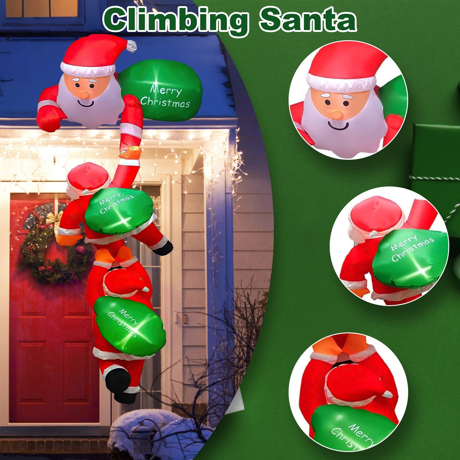 1Pc 8FT Climbing Inflatable Santa Claus With Light Hang – LumiqHome