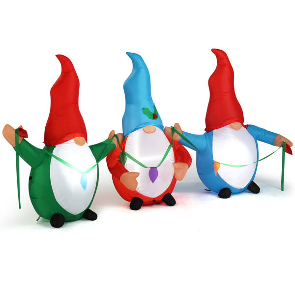 6.6ft LED Inflatable Three Christmas Gnomes Elves - Outdoor Yard Decor - LumiqHome