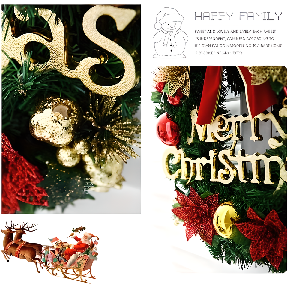 20-inch Bell-Style Christmas Wreath - Warm or Coloured Light - LumiqHome