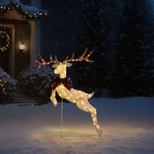 5ft Pre-Lit Jumping Reindeer Christmas Decoration - Warm White LED - LumiqHome