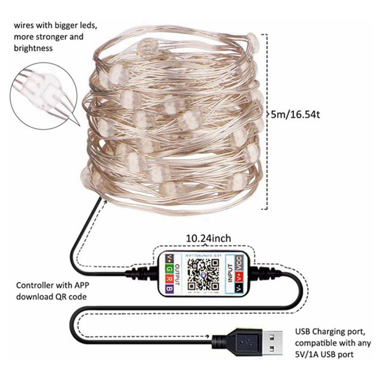 Bluetooth App-Controlled LED Copper Wire Light String – LumiqHome
