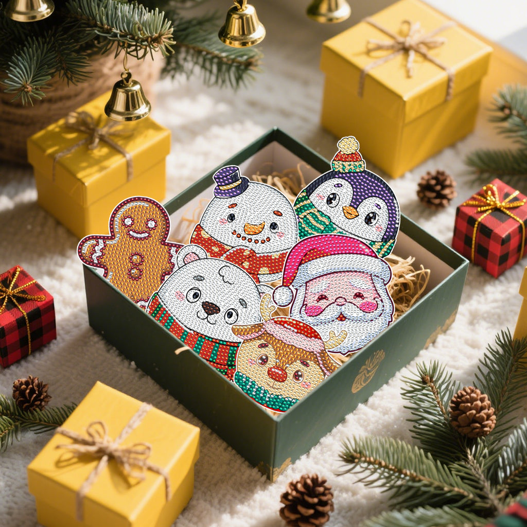 Christmas Rhinestone Art Coasters Set of 6 - DIY Diamond Painting - LumiqHome