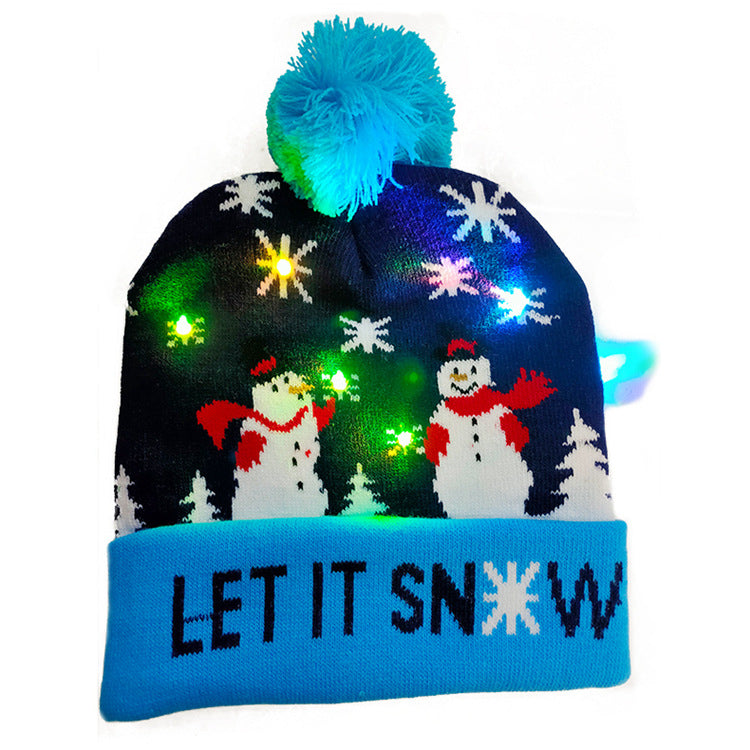 LED Christmas knitted beanie Let it Snow black design – LumiqHome light up hat