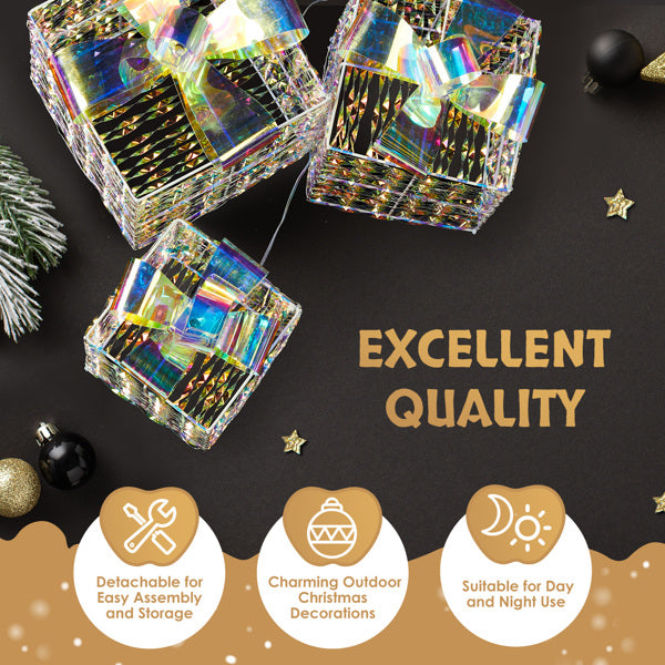 3pcs 7.5in-6.3in-5in Colorful Gift Box, Christmas Light – LumiqHome