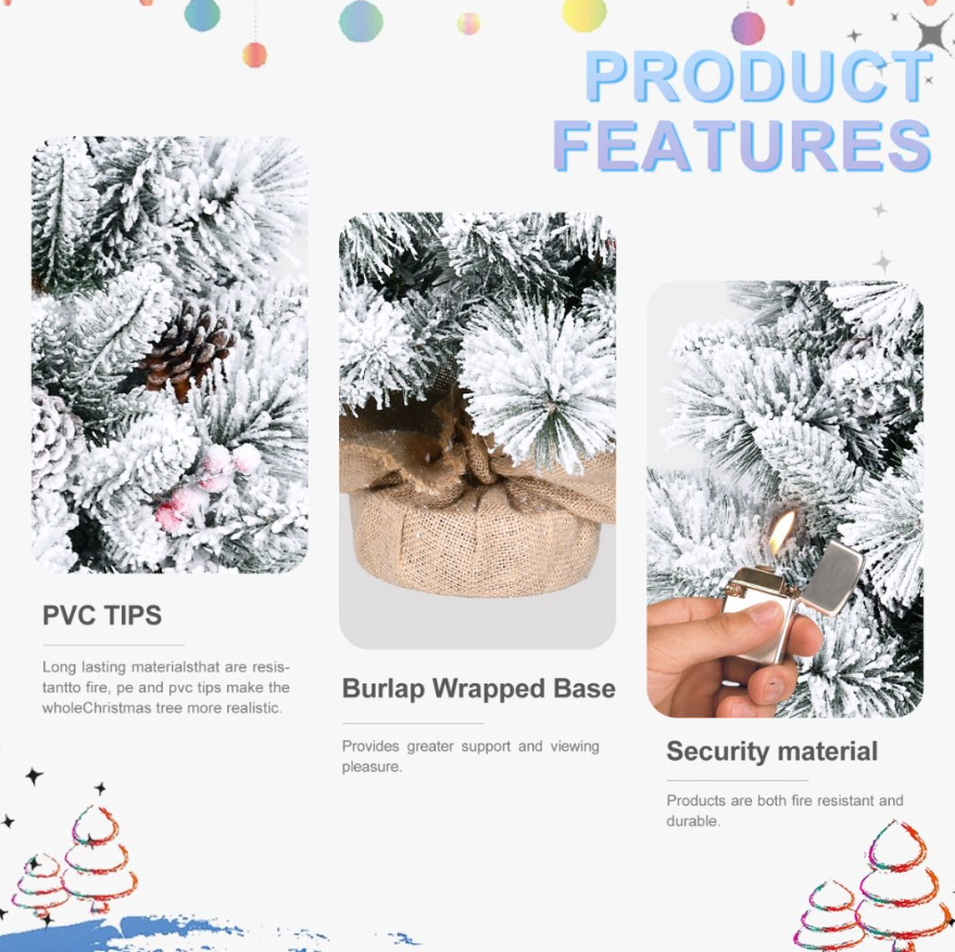 3ft Tabletop Christmas Tree, Snow Flocked Artificial Mi – LumiqHome