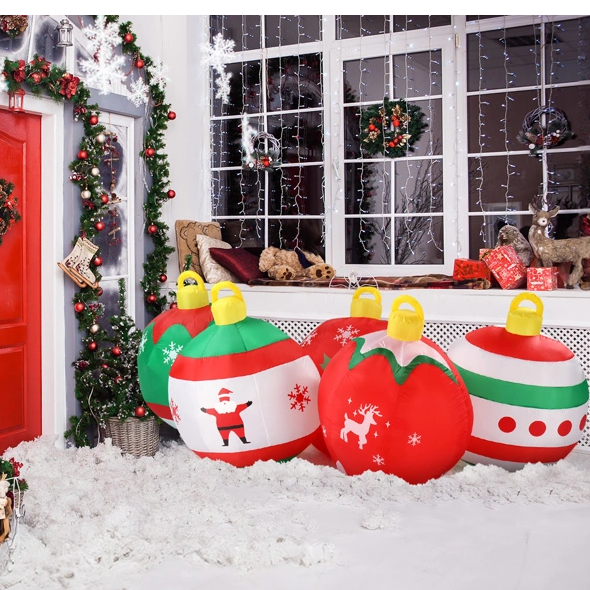 6.9ft LED Inflatable Five Christmas Balls - Outdoor Yard Decoration - LumiqHome