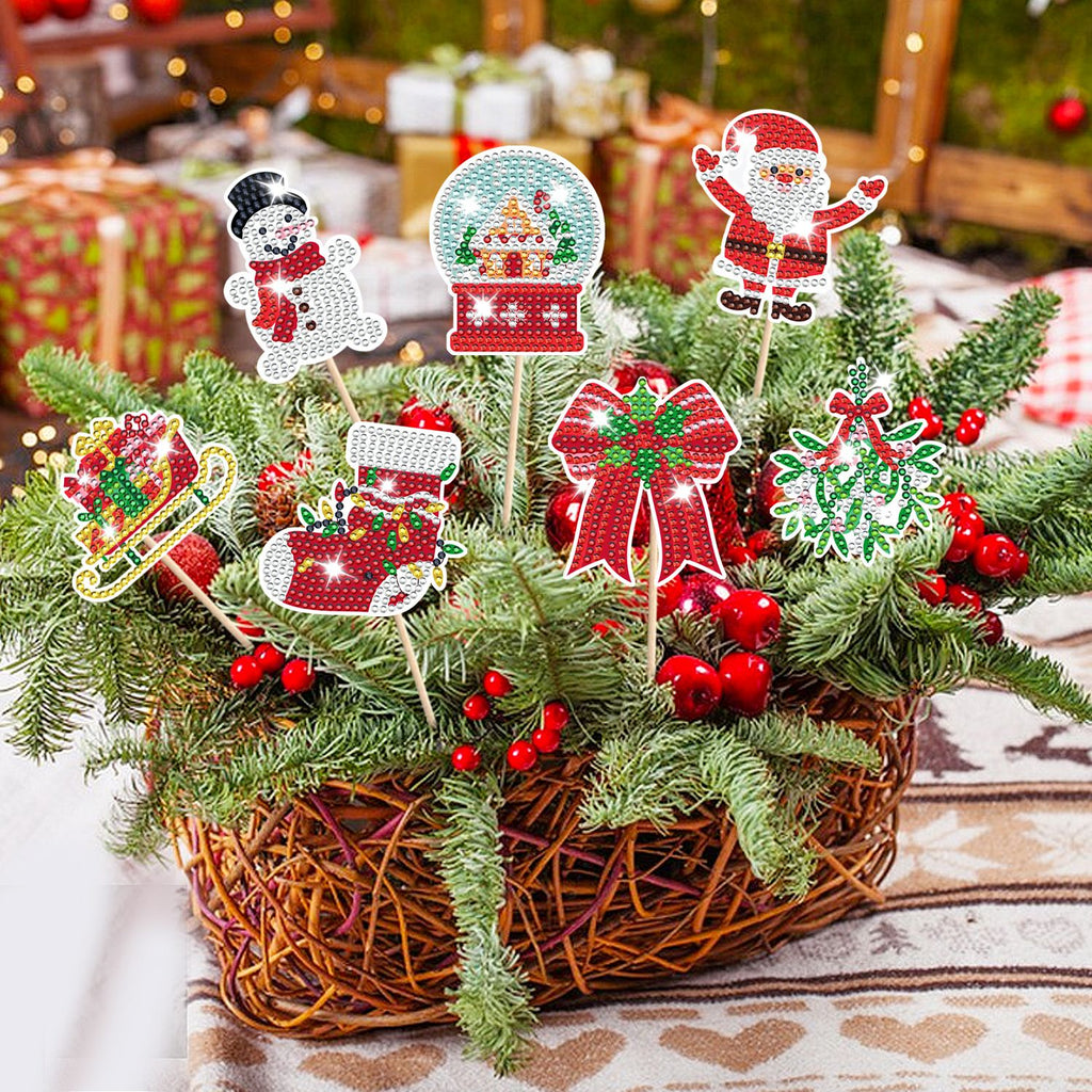Christmas Rhinestone Painting Kits Set of 12 - DIY Garden Stake Decorations - LumiqHome
