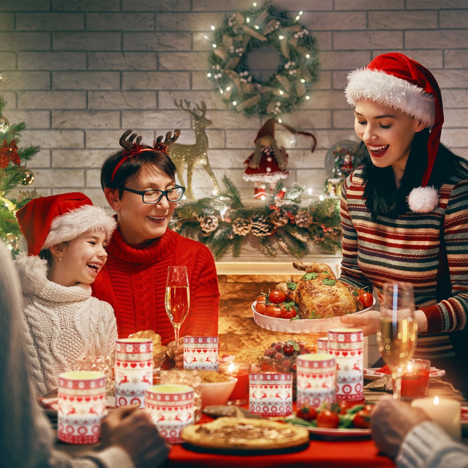 3Pack Christmas Flameless LED Candles Deer Flickering C – LumiqHome