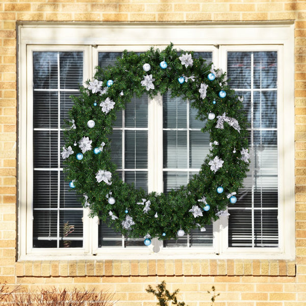 60in Pre-Lit Christmas Wreath - 220 Dual White Lights 600 Tips - LumiqHome