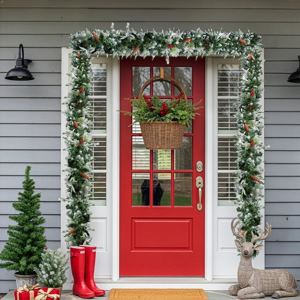 2 Pack 9FT Pre-lit Snow Flocked Christmas Garland, Ligh – LumiqHome