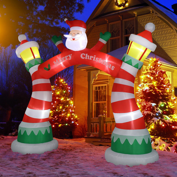 8.9ft Christmas Inflatable Arch with 7 LED Lights & Drawstring Pockets - LumiqHome