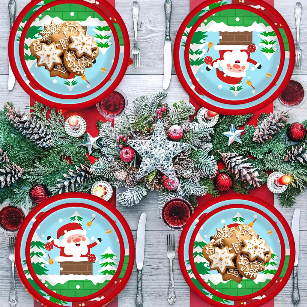 Christmas Party Tableware Set 30pcs – Paper Plates & Cups – LumiqHome